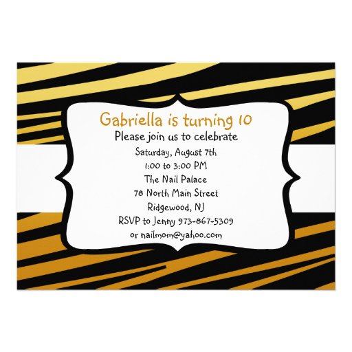 Invitation rayée d'anniversaire de tigre