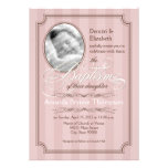 Invitation rayée de baptême (pâlissez - le rose)