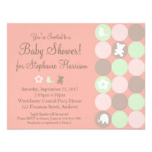 Invitation rosâtre de baby shower de points