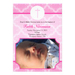 Invitation rose 5x7 de photo de baptême de bébé de invitations