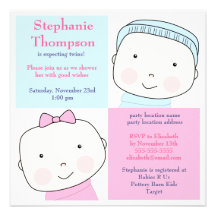 Invitation rose bleue de baby shower de fille jume