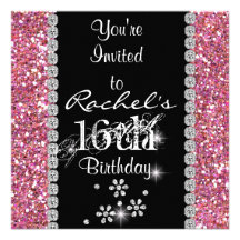 Invitation ROSE BLING de fête d'anniversaire du BO