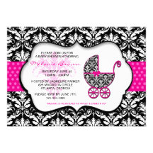 Invitation rose chic de baby shower de damassé de 