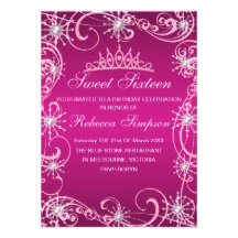 Invitation rose d'anniversaire de flocon de neige 