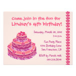 Invitation rose d'anniversaire de gâteau