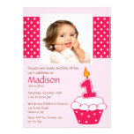 Invitation rose d'anniversaire de photo de petit g