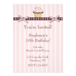 Invitation rose d'anniversaire de rayures de petit