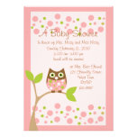 Invitation rose de baby shower de hibou