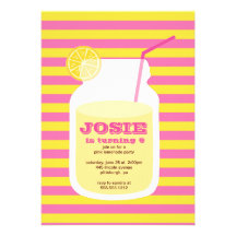 Invitation rose de fête d'anniversaire de limonade