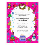 Invitation rose de fête d'anniversaire de Noël