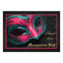 Invitation rose de Halloween de boule de mascarade
