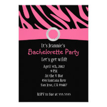 Invitation rose de partie de Bachelorette de zèbre