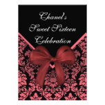Invitation rose de sweet sixteen de damassé