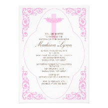 Invitation rose élégante de baptême