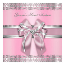 Invitation rose et argenté chic