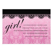 Invitation rose et noir de baby shower de filles d