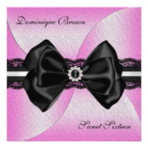Invitation rose et noir élégant avec l'arc de diam