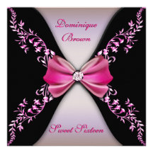 Invitation rose et noir élégant avec l'arc de diam