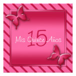 Invitation rose et rouge de Quinceañera de papillo