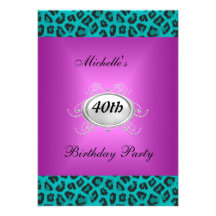 Invitation rose et turquoise de fête d'anniversair