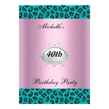 Invitation rose et turquoise de fête d'anniversair