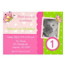 Invitation rose et verte d'anniversaire de filles 