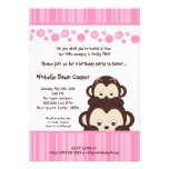invitation rose Girly d'anniversaire de singe du b