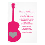 Invitation rose/gris de mariage de coeur de guitar