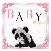 Invitation rose mignon de baby shower d'ours panda