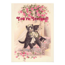 Invitation rose molle de chats de mariage
