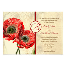 Invitation rouge affligé de mariage de pavot vinta