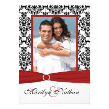 Invitation rouge, blanc, et noir de mariage de pho