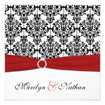 Invitation rouge, blanche, et noire de mariage dam