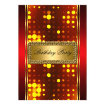 Invitation rouge d'art déco du feu argenté d'or