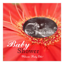Invitation rouge de baby shower de sonogramme d'en