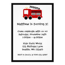 Invitation rouge de fête d'anniversaire de camion 