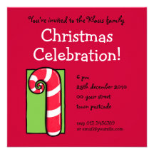 Invitation rouge de fête de Noël de sucre de canne