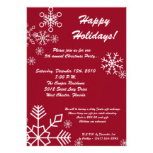 invitation rouge de fête de Noël du flocon de neig