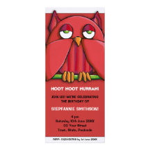 Invitation rouge de la fête d'anniversaire de hibo