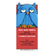 Invitation rouge de la fête d'anniversaire de hibo