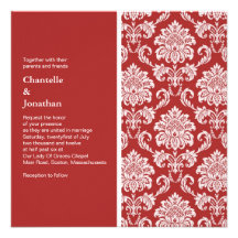 Invitation rouge de mariage damassé