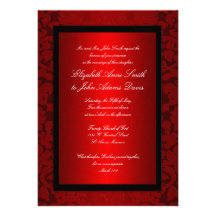 Invitation rouge de mariage damassé d'aluminium