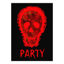 Invitation rouge de "partie" de grand crâne de spe