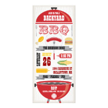 INVITATION ROUGE DE PARTIE DE GRIL DE BBQ