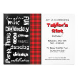 Invitation rouge de partie de plaid et de tableau 