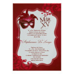 invitation rouge de Quinceanera de masque de la ma