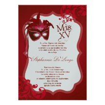 invitation rouge de Quinceanera de masque de la ma