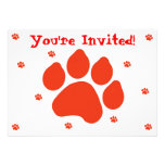 Invitation rouge d'empreinte de patte