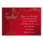 Invitation rouge du cocktail de nouvelle année