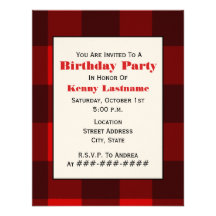 Invitation rouge et noire de fête d'anniversaire d